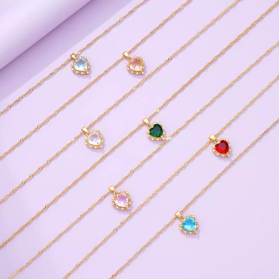 Gold Plated Heart Zircon Necklace