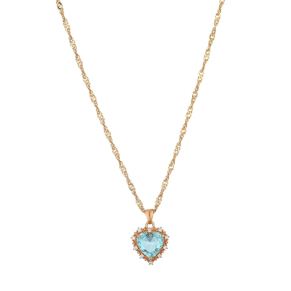 Gold Plated Heart Zircon Necklace