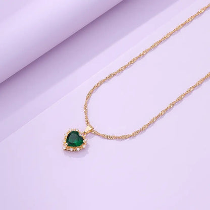 Gold Plated Heart Zircon Necklace