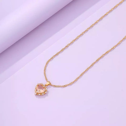 Gold Plated Heart Zircon Necklace