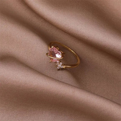 Pink Heart Zircon Ring