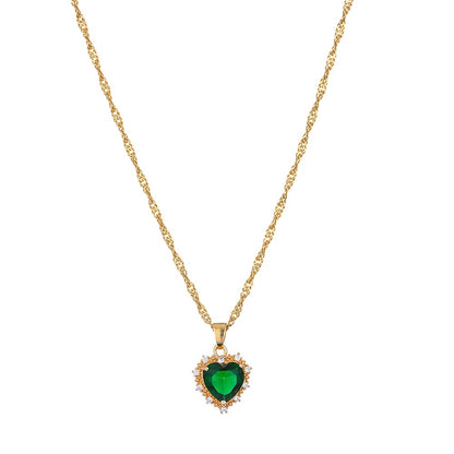 Gold Plated Heart Zircon Necklace