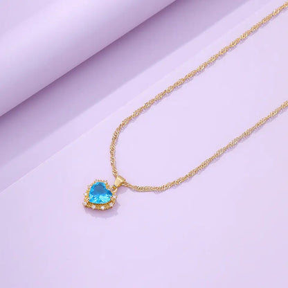 Gold Plated Heart Zircon Necklace