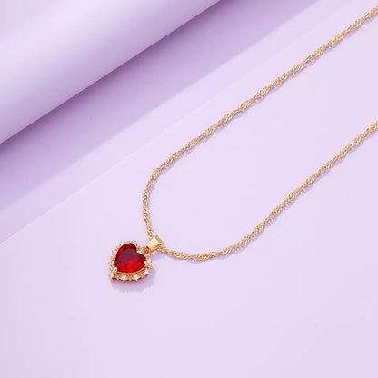 Gold Plated Heart Zircon Necklace