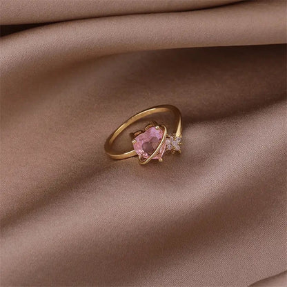 Pink Heart Zircon Ring