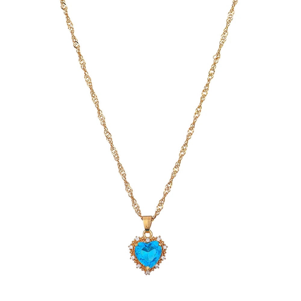 Gold Plated Heart Zircon Necklace