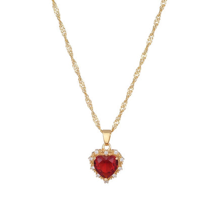 Gold Plated Heart Zircon Necklace