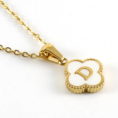 Pearl Clover Letter Pendant Necklace