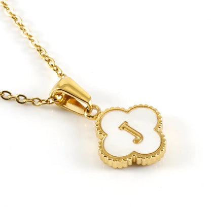 Pearl Clover Letter Pendant Necklace