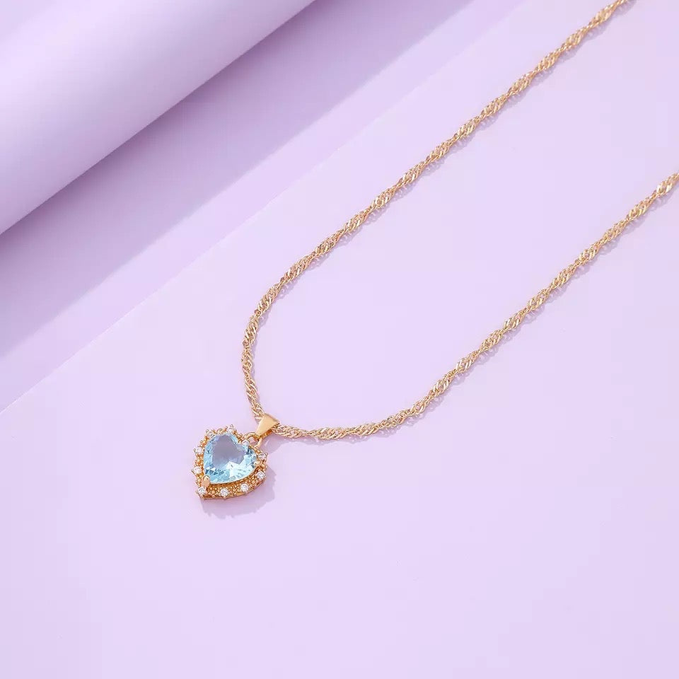 Gold Plated Heart Zircon Necklace