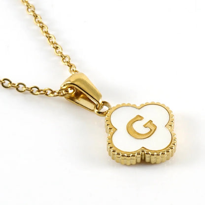 Pearl Clover Letter Pendant Necklace