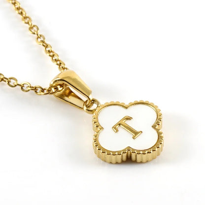 Pearl Clover Letter Pendant Necklace