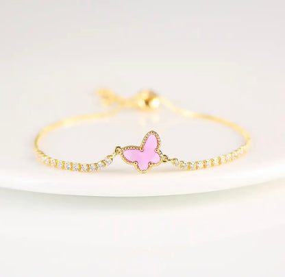 Shell Butterfly Zircon Adjustable Bracelet