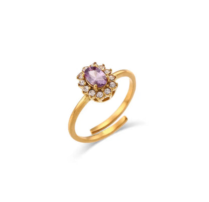 Oval Floral Zircon Ring