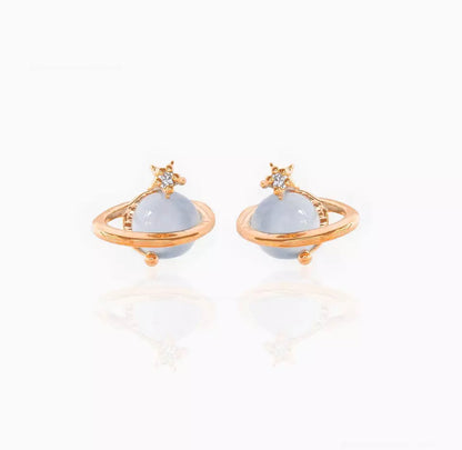 Opal Planet Zircon Stud Earrings