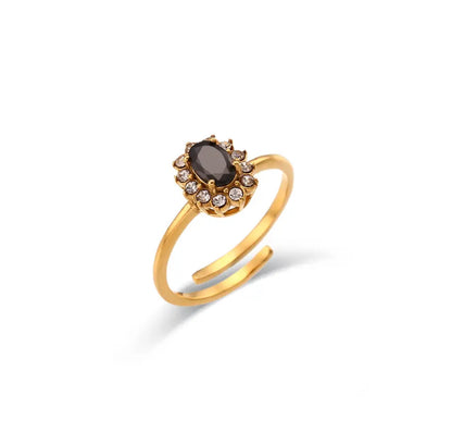 Oval Floral Zircon Ring