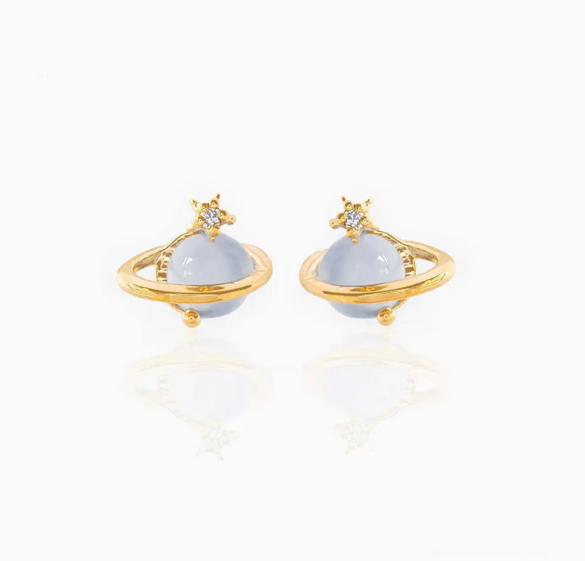 Opal Planet Zircon Stud Earrings