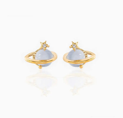 Opal Planet Zircon Stud Earrings