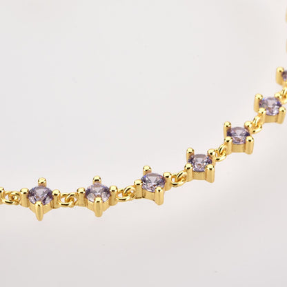 Purple Zircon Chain Bracelet