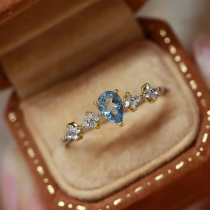 Azure Flower Zircon Ring