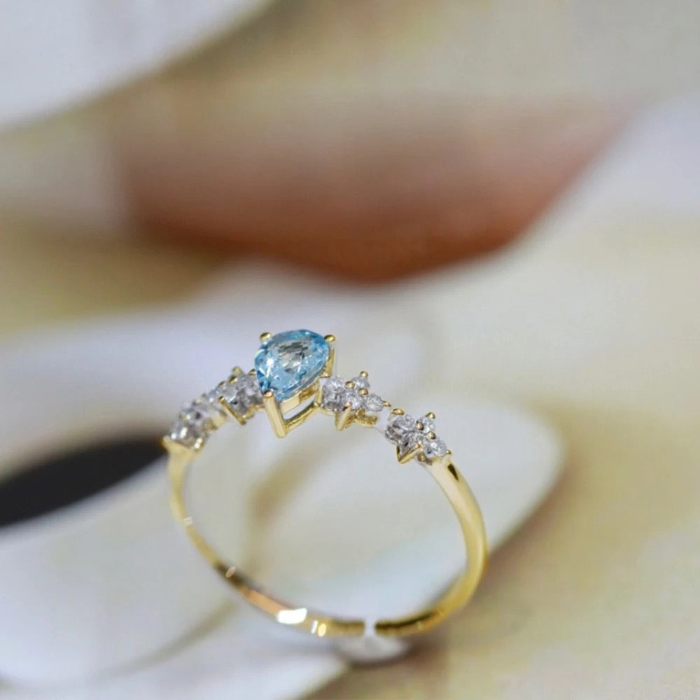 Azure Flower Zircon Ring