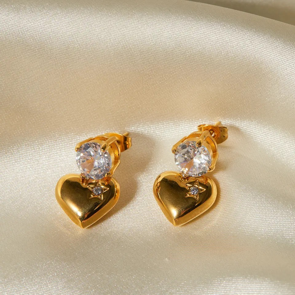 Meena Heart Zircon Earrings