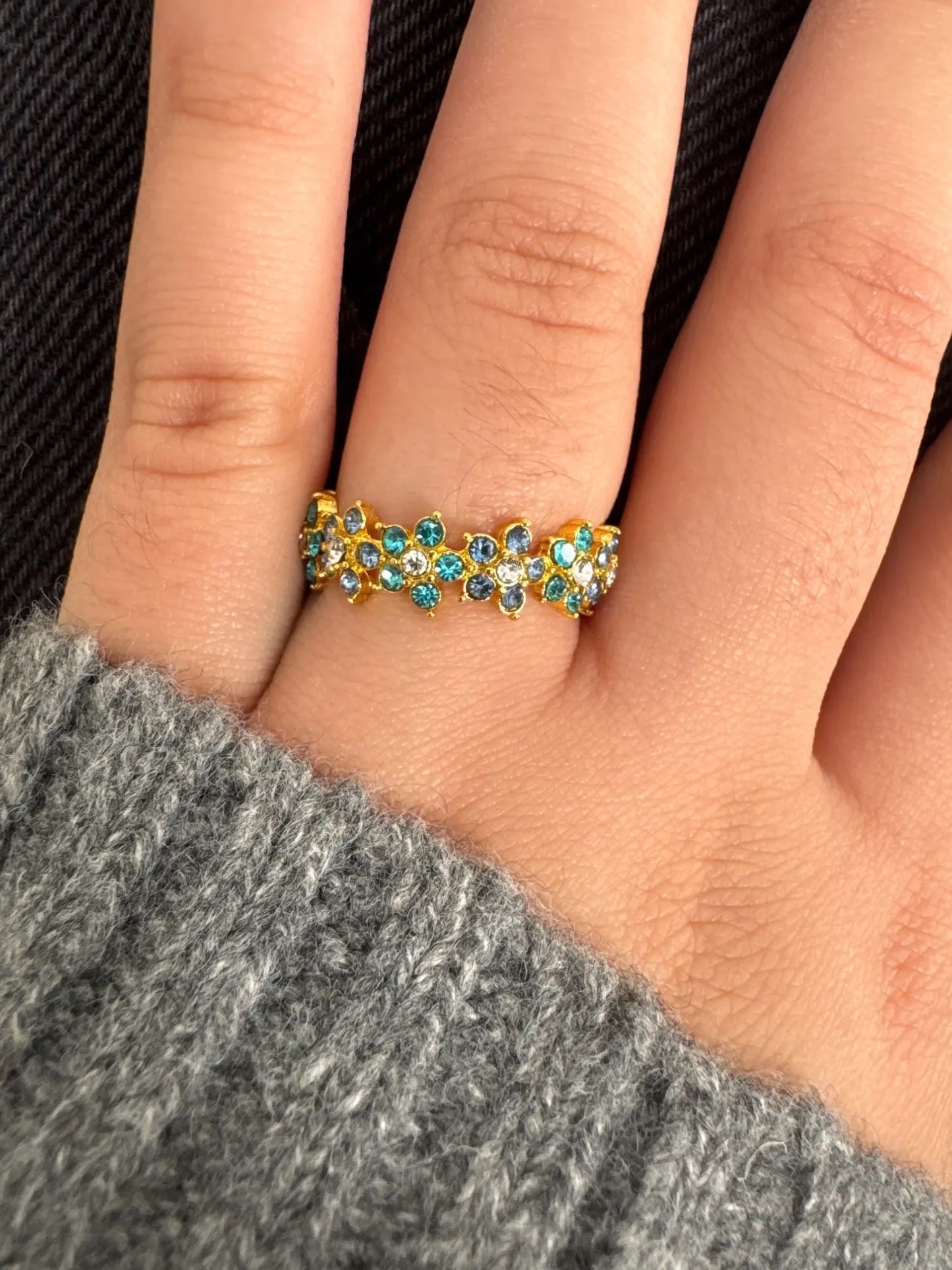 Aqua Flower Ring