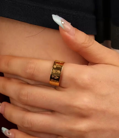 Ivy 18k Gold Plated Engraved Ring