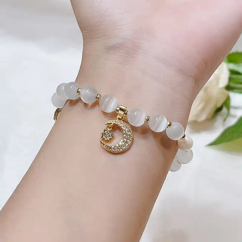 White Pearl Crescent Bracelet