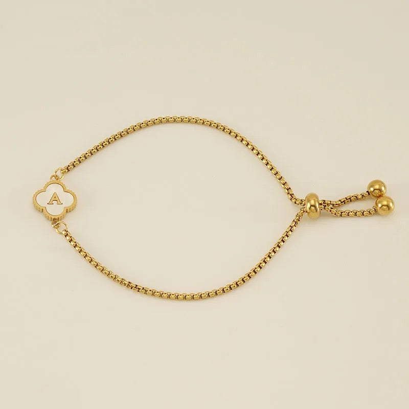 Pearl Clover Letter Bracelet