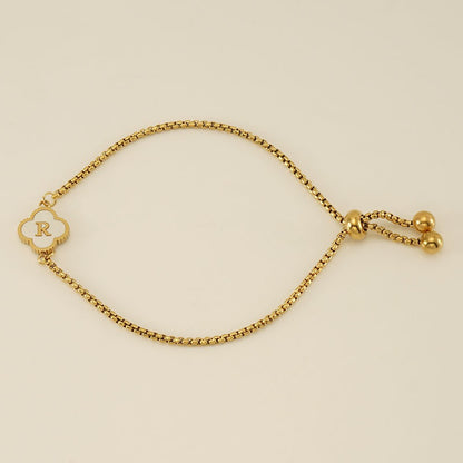 Pearl Clover Letter Bracelet