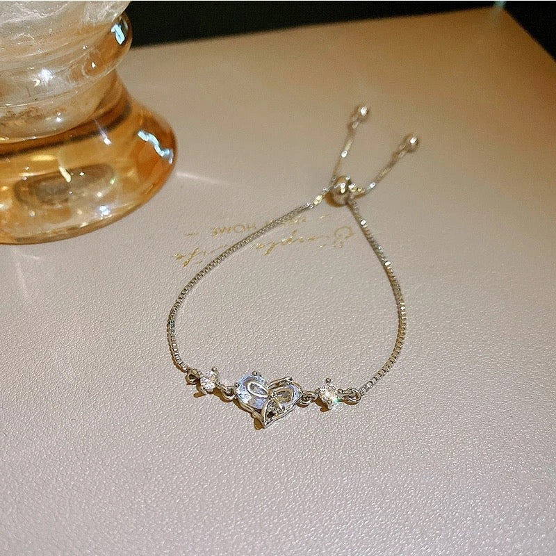 Silver Sweet Heart Zircon Bracelet