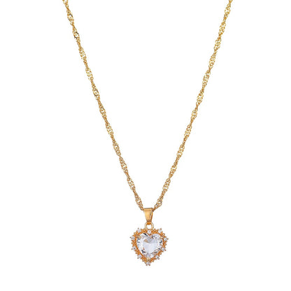 Gold Plated Heart Zircon Necklace