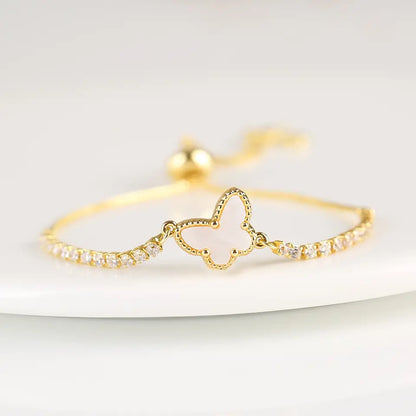 Shell Butterfly Zircon Adjustable Bracelet