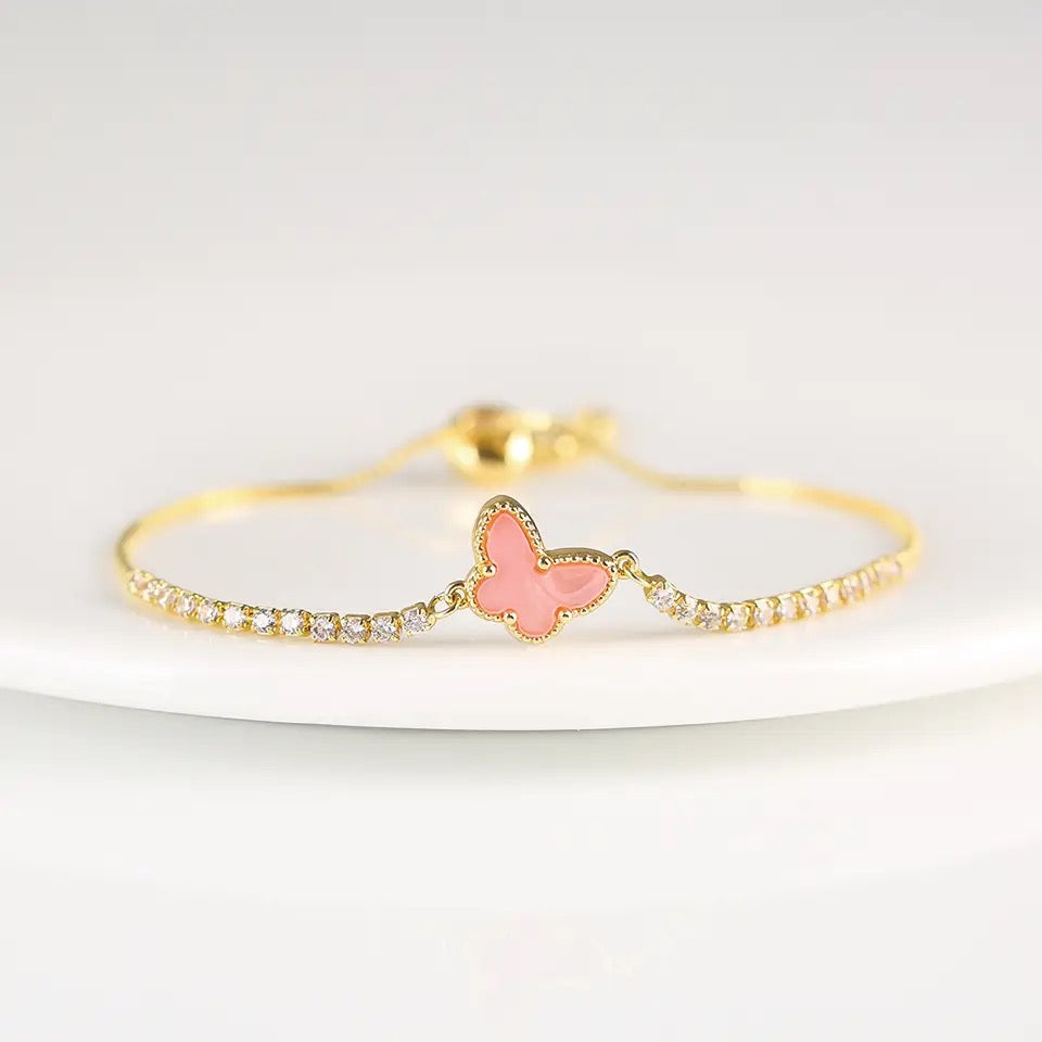 Shell Butterfly Zircon Adjustable Bracelet