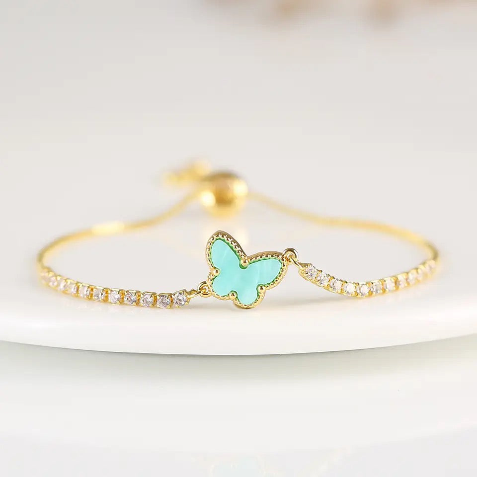 Shell Butterfly Zircon Adjustable Bracelet