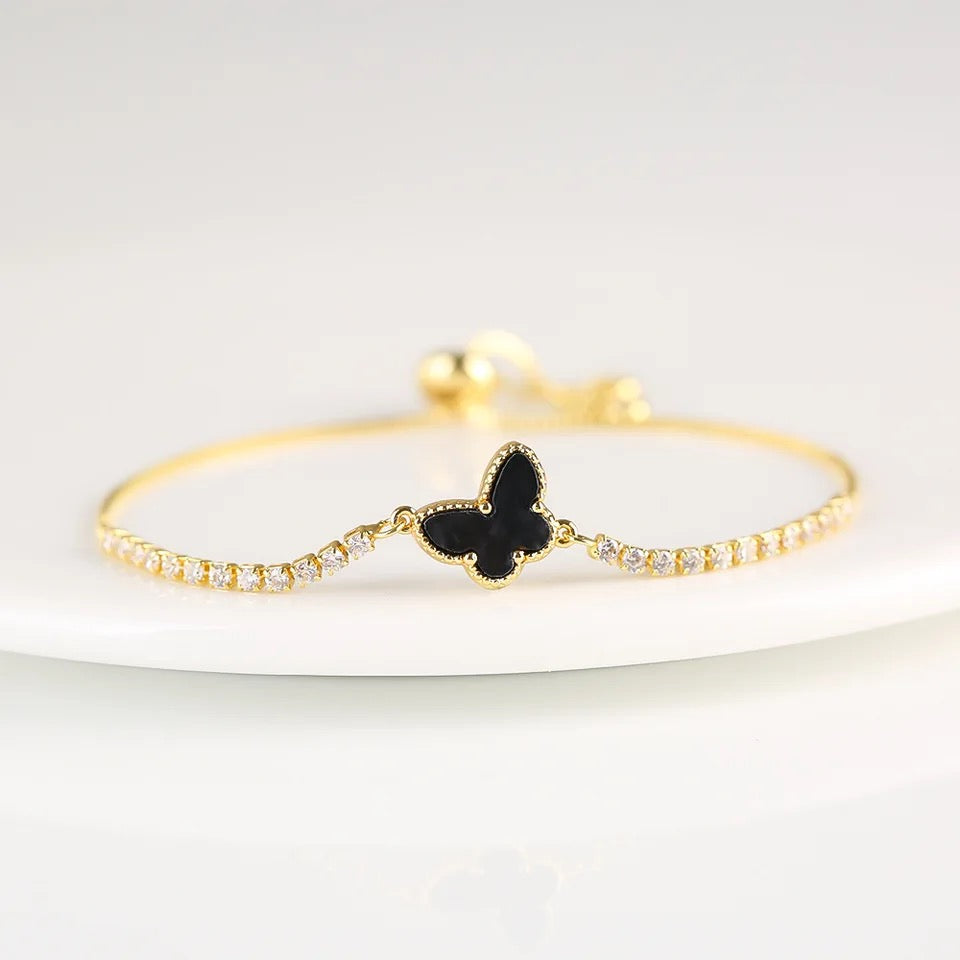 Shell Butterfly Zircon Adjustable Bracelet