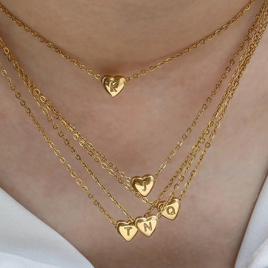 Dainty Initial Heart Necklace