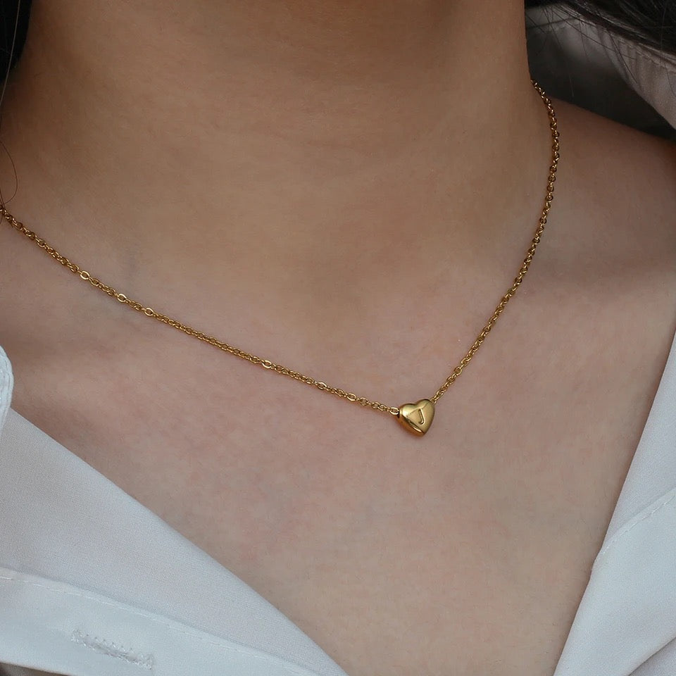 Dainty Initial Heart Necklace