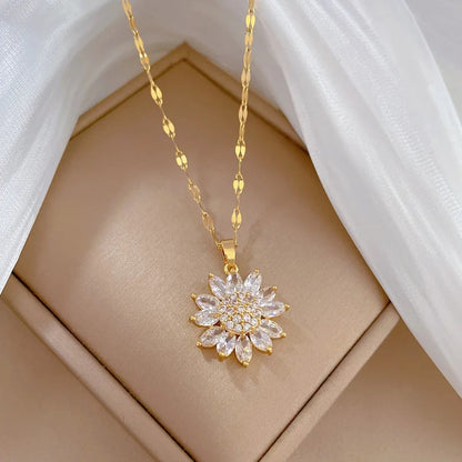 Sunflower Zircon Pendant Necklace