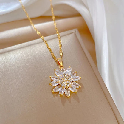 Sunflower Zircon Pendant Necklace