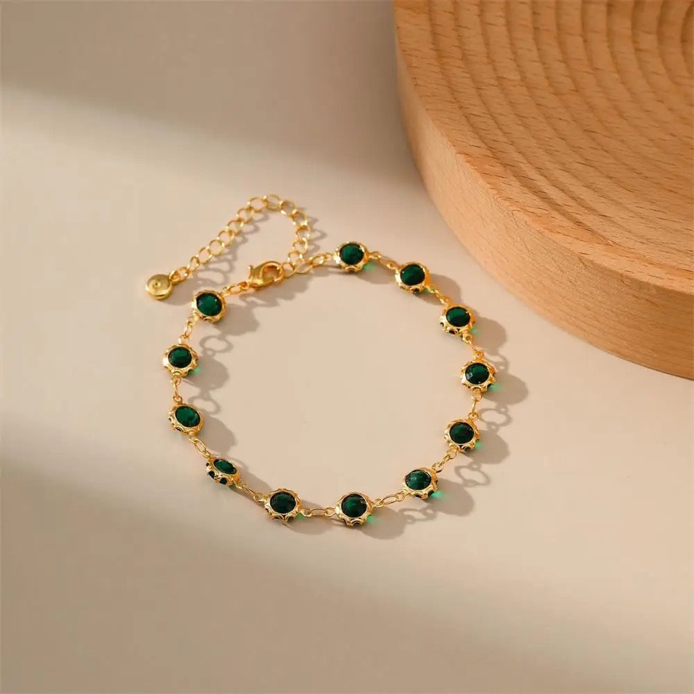 Green Round Zircon Bracelet