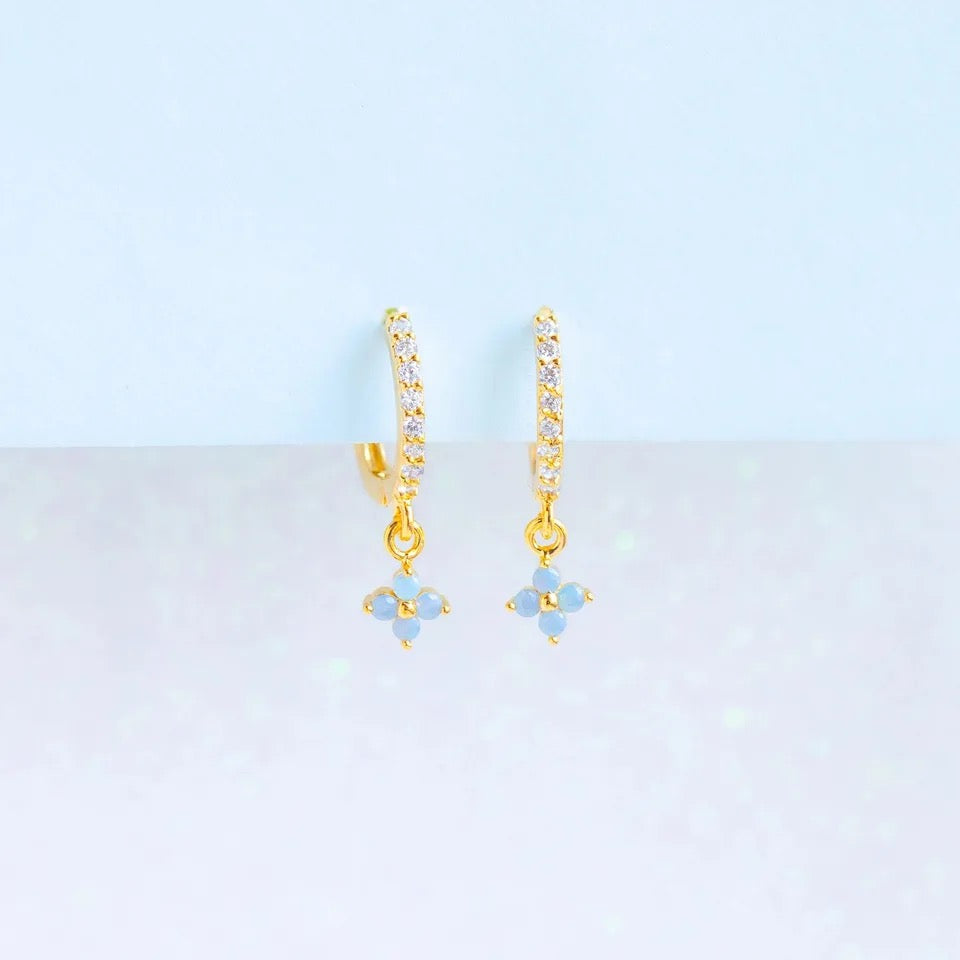 Blue Flower Zircon Earrings