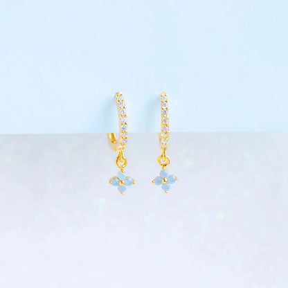 Blue Flower Zircon Earrings