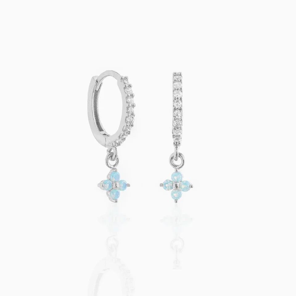 Blue Flower Zircon Earrings