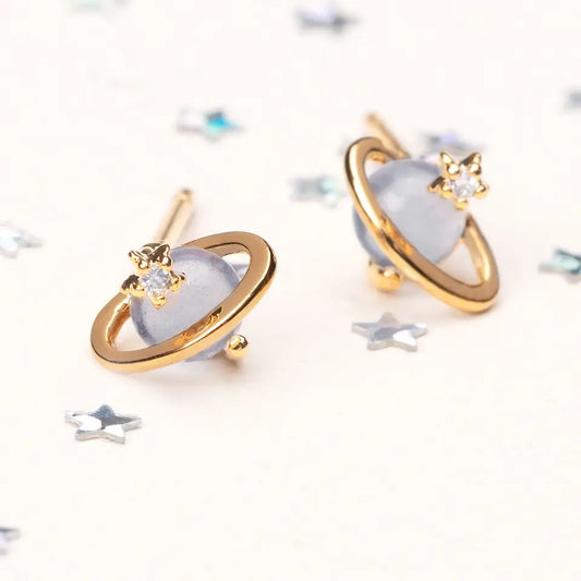 Opal Planet Zircon Stud Earrings