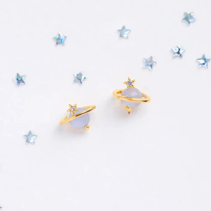 Opal Planet Zircon Stud Earrings