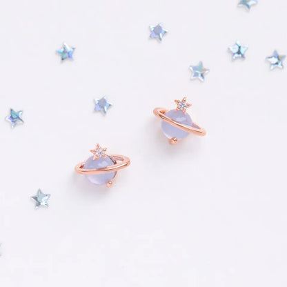 Opal Planet Zircon Stud Earrings