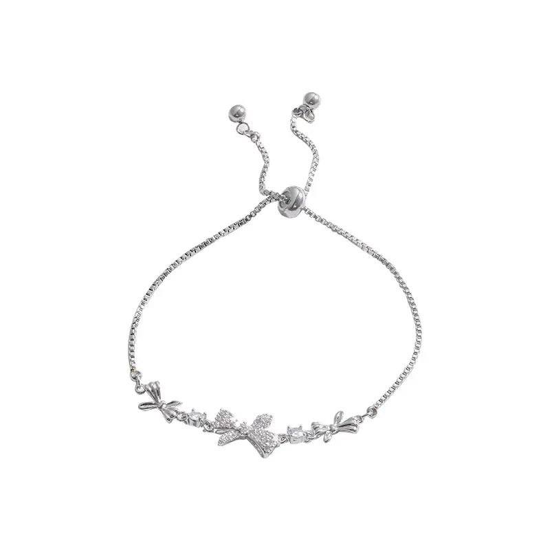 Tripe Bow Zircon Adjustable Bracelet