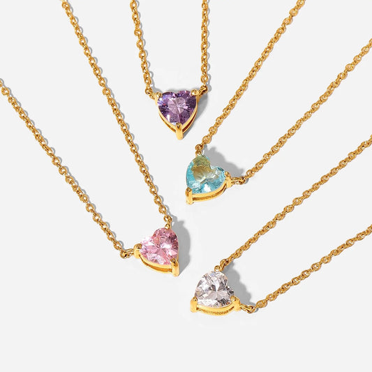 Heart Zircon Pendant Necklace